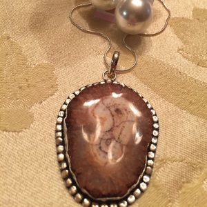 Large .925 Jasper Pendant with Earrings